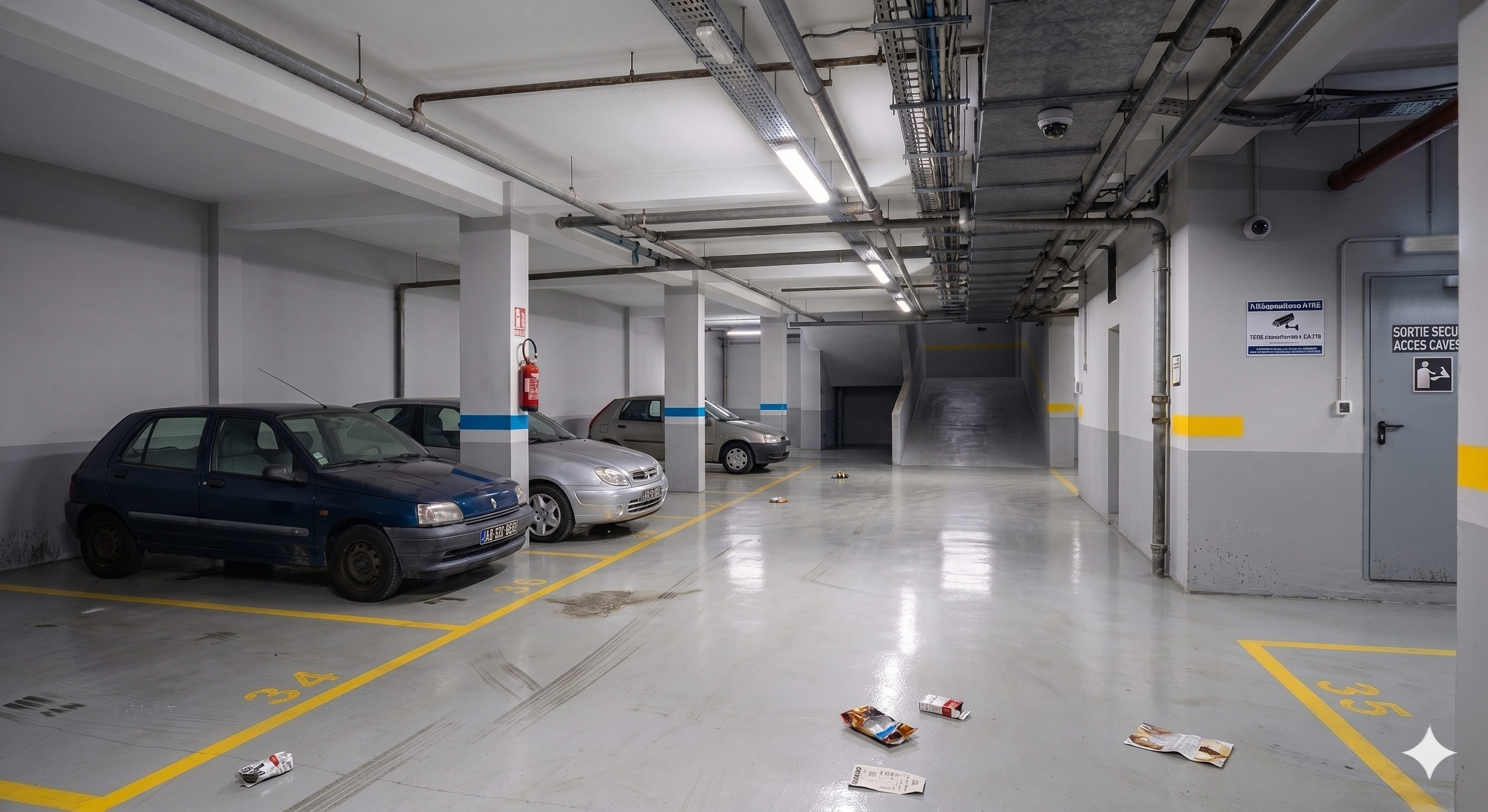 Parking sombre et sale